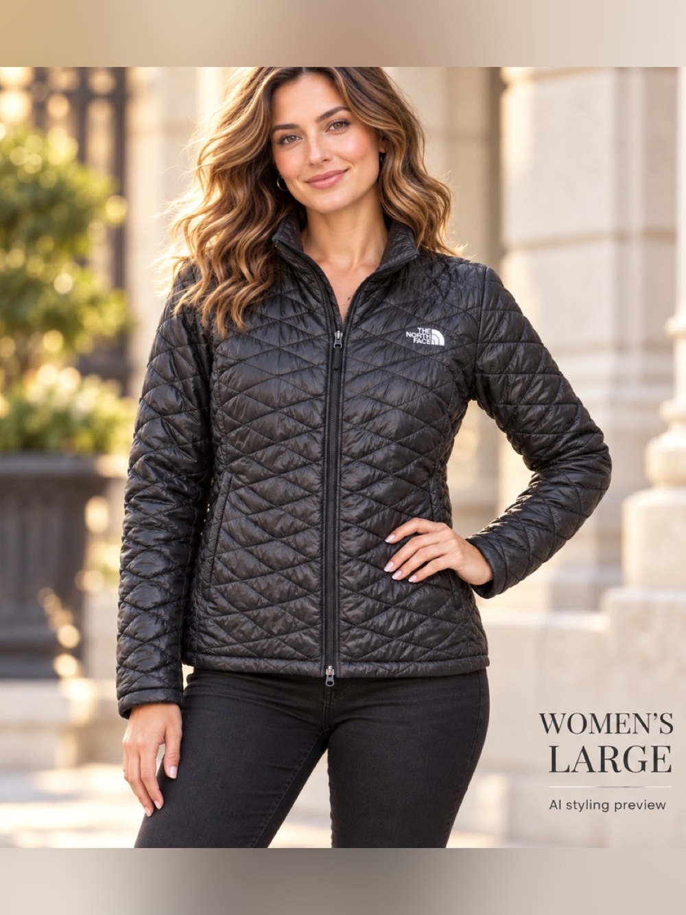 The North Face Womens large Black Quilted Lightweight Jacket